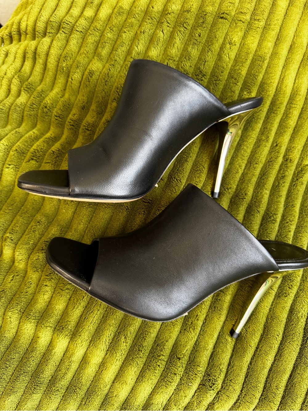 IRO Black Open-Toe Mule Heels with Metallic silver Stiletto - Picture 4 of 7